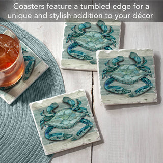 Northpoint Crab Absorbent Tumbled Tile Coaster 4pk