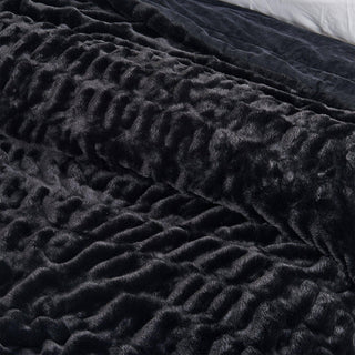 Ruched Faux Fur Throw Blanket | Alondra Collection by Great: 50" x 60" Throw / White