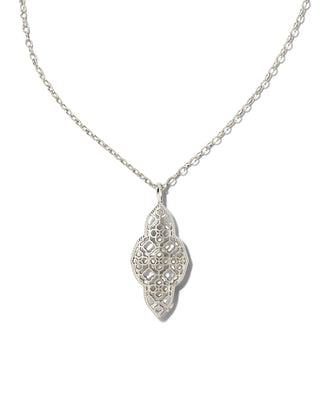 Abbie Long Pendant Necklace In Rhodium Metal