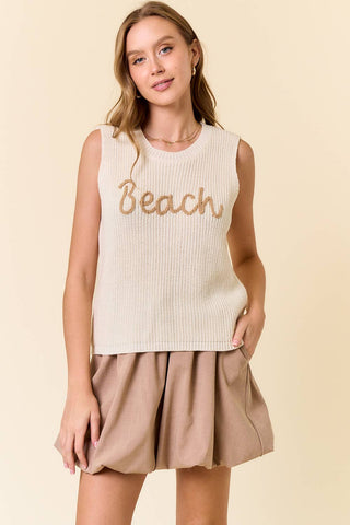 Beach Time Tank Sweater in Cream