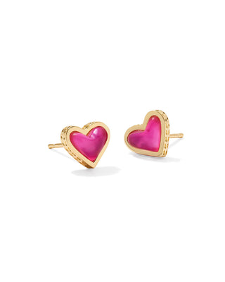 Framed Ari Heart Stud Earrings In Gold Azalea Illusion