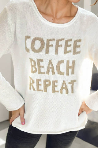 Coffee, Beach, Repeat Knit Top