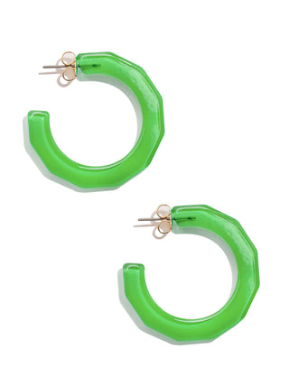 Simple Resin Hoop Earrings in Green