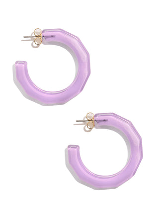 Simple Resin Hoop Earrings in Lavender