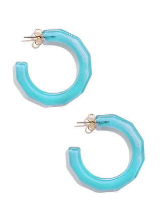 Simple Resin Hoop Earrings in Neon Blue
