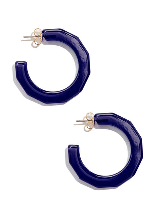 Simple Resin Hoop Earrings in Navy