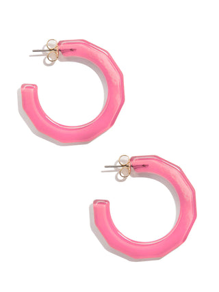 Simple Resin Hoop Earrings in Pink