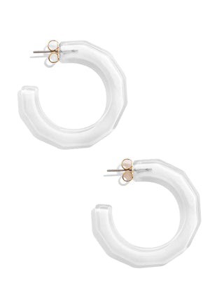 Simple Resin Hoop Earrings in White