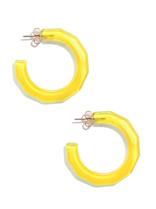 Simple Resin Hoop Earrings in Yellow