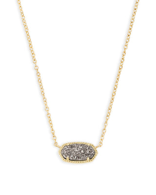 Elisa Short Pendant Necklace in Platinum Druzy