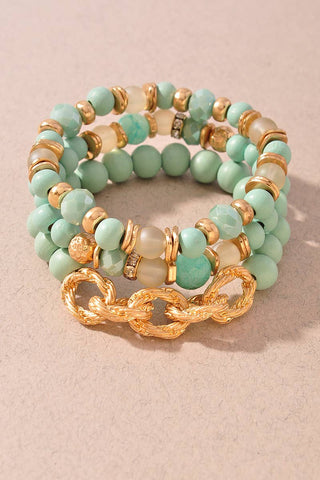 Multi Strand Beaded Stretch Bracelet Set