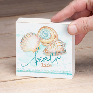 Beach Life Decorative Wood Block Sign 3.75" Square