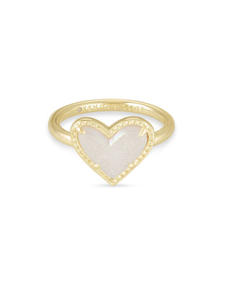 Ari Heart Band Ring In Gold Iridescent Drusy