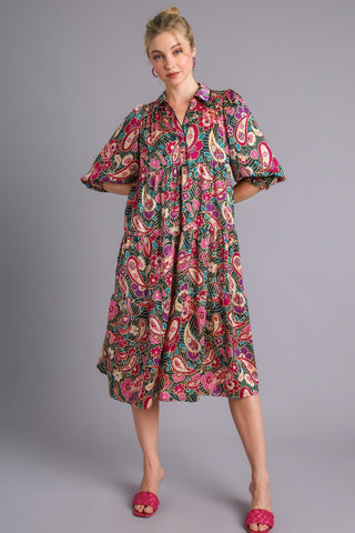 Floral Occasions Midi Dress in Teal Green