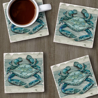 Northpoint Crab Absorbent Tumbled Tile Coaster 4pk