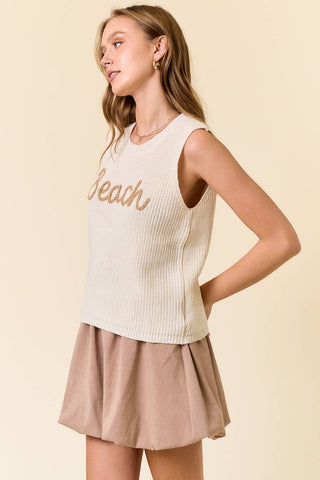 Beach Time Tank Sweater in Cream