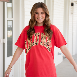 Lulu Mac Leopard Short Sleeve T-Shirt In Paprika