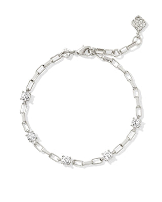 Lexi Chain Bracelet In Silver White Crystal