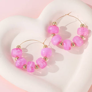 Boho Resin Beaded Hoop Earrings
