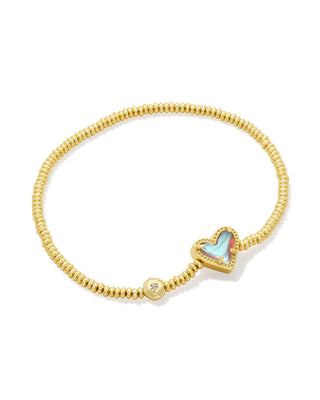 Ari Heart Stretch Bracelet in Dichroic Glass