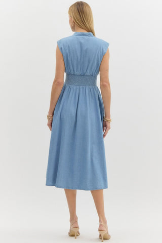 No Need To Talk Midi Dress in Blue