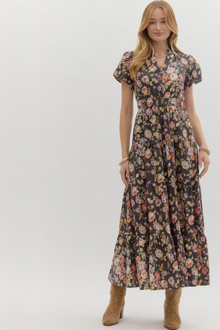 Walking Through Flowers Dress In Chocolate