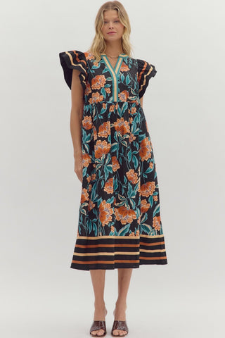 No Longer Afraid Midi Dress in Black