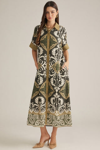 Rest Of The Best Midi Dress in Olive