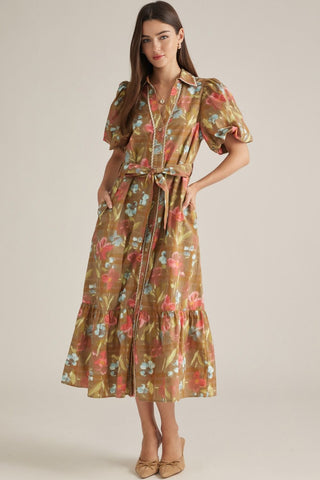 Heart Of Gold Midi Dress in Olive