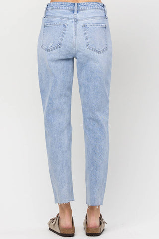 High Rise Distressed Mom Jeans