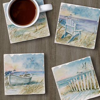 "Coastal Sanctuary" 4 Pack Assorted Image Coaster Set