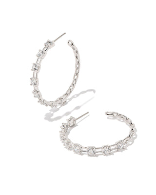 Lexi Hoop Earrings In Sivler White Crystal