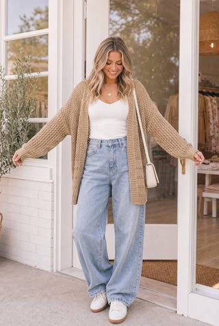 Boho Open Stitch Cocoon Cardigan