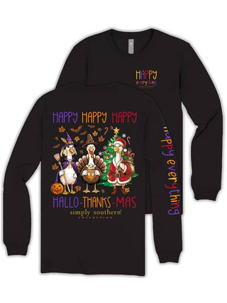 Happy Hallo-Thanks-Mas Long Sleeve T-Shirt In Black
