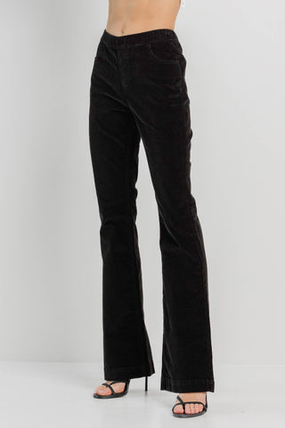 Jelly Corduroy Pull On Flare Pants In Black