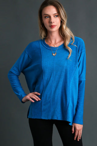 Liliana Fleece Knit Top in Ocean