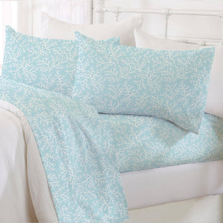 4-Piece Coastal Microfiber Sheet - Newport Collection: Twin / Coastal - Starfish - Blue