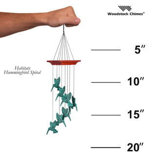 Habitats Hummingbird Spiral Chime In Verdigris