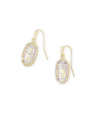 Lee Drop Gold Earrings in Dichroic Glass