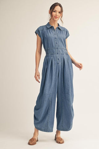 Out Of The Way Jumpsuit in Denim