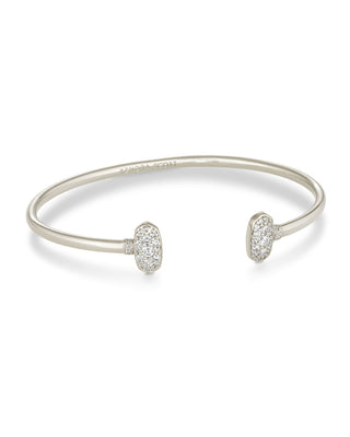 Grayson Rhodium Cuff Bracelet in White Cubic Zirconium