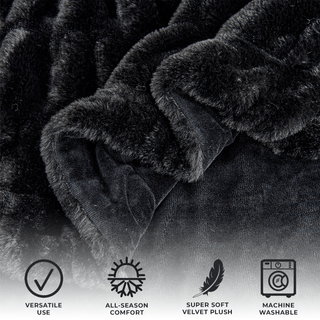 Ruched Faux Fur Throw Blanket | Alondra Collection by Great: 50" x 60" Throw / White