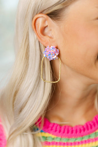 Iridescent Flower Hoops