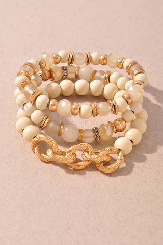 Multi Strand Beaded Stretch Bracelet Set
