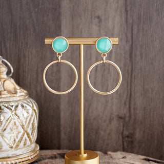 Gold Dipped Hoop Earrings With Faceted Stone