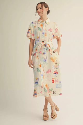 Just A Beach Trip Midi Dress in Ivory