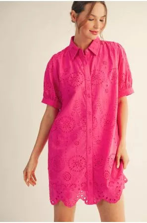 Always Waiting Dress in Hot Pink