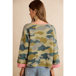 Blending In Sweater in Camo Pink