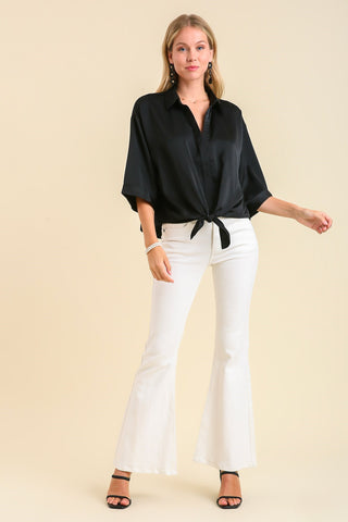 Darla Satin Top in Black