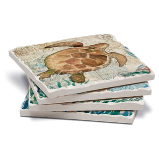 Monterey Bay Assorted Image Tumbled Tile Coaster 4 Pack